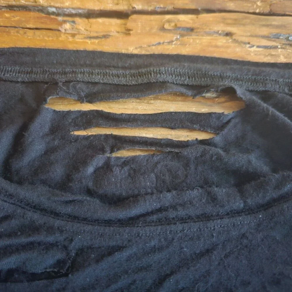 COPY - Bombshell Black Shredded Tshirt Sz S - Picture 8 of 10